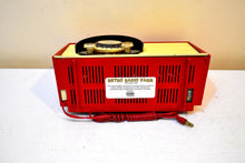 Load image into Gallery viewer, Cardinal Red 1959 General Electric Model 861 Vacuum Tube AM Radio Sputnik Atomic Age Beauty!