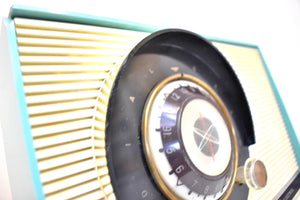 Bluetooth Ready To Go - Sky Blue Turquoise 1959 General Electric Model 861 Vacuum Tube AM Radio Sputnik Atomic Age Beauty!