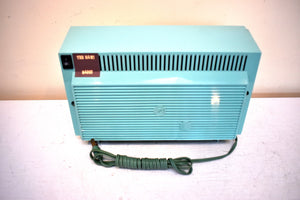 Bluetooth Ready To Go - Sky Blue Turquoise 1959 General Electric Model 861 Vacuum Tube AM Radio Sputnik Atomic Age Beauty!