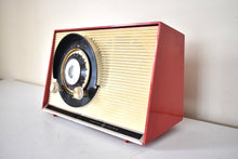 Load image into Gallery viewer, Cardinal Red 1959 General Electric Model 861 Vacuum Tube AM Radio Sputnik Atomic Age Beauty!