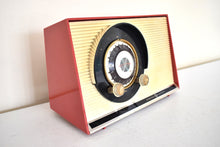 Load image into Gallery viewer, Cardinal Red 1959 General Electric Model 861 Vacuum Tube AM Radio Sputnik Atomic Age Beauty!