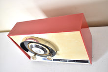 Load image into Gallery viewer, Cardinal Red 1959 General Electric Model 861 Vacuum Tube AM Radio Sputnik Atomic Age Beauty!