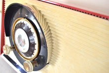 Load image into Gallery viewer, Cardinal Red 1959 General Electric Model 861 Vacuum Tube AM Radio Sputnik Atomic Age Beauty!