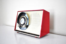 画像をギャラリービューアに読み込む, Cardinal Red 1959 General Electric Model 861 Vacuum Tube AM Radio Sputnik Atomic Age Beauty!