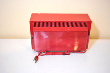 Load image into Gallery viewer, Cardinal Red 1959 General Electric Model 862 Vacuum Tube AM Radio Sputnik Atomic Age Beauty!