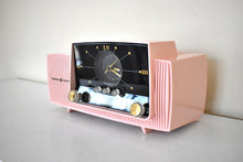 Load image into Gallery viewer, Princess Pink Mid Century 1959 General Electric Model C-416C Vacuum Tube AM Clock Radio Beauty Sounds Fantastic Excellent Condition!