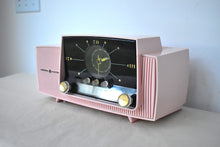 Load image into Gallery viewer, Princess Pink 1957 General Electric Model 913D Vacuum Tube AM Clock Radio Excellent Shape! Sounds Fantastic!