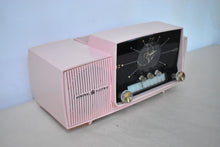 Load image into Gallery viewer, Princess Pink 1957 General Electric Model 913D Vacuum Tube AM Clock Radio Excellent Shape! Sounds Fantastic!