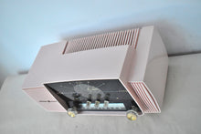 Load image into Gallery viewer, Princess Pink 1957 General Electric Model 913D Vacuum Tube AM Clock Radio Excellent Shape! Sounds Fantastic!