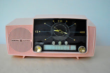 Load image into Gallery viewer, Princess Pink 1957 General Electric Model 913D Vacuum Tube AM Clock Radio Excellent Shape! Sounds Fantastic!