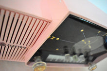 Load image into Gallery viewer, Princess Pink 1957 General Electric Model 913D Vacuum Tube AM Clock Radio Excellent Shape! Sounds Fantastic!