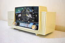 Load image into Gallery viewer, Alpine White 1959 General Electric Model 913D Vacuum Tube AM Clock Radio Excellent Shape! Sounds Fantastic!