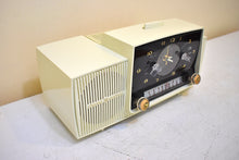 Load image into Gallery viewer, Alpine White 1959 General Electric Model 913D Vacuum Tube AM Clock Radio Excellent Shape! Sounds Fantastic!