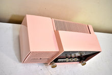 Load image into Gallery viewer, Princess Pink Mid Century 1959 General Electric Model 913D Vacuum Tube AM Clock Radio Beauty Sounds Fantastic Excellent Condition!