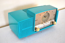 Load image into Gallery viewer, Seafoam Green Turquoise 1959 GE General Electric Model 914D AM Vacuum Tube Clock Radio Excellent Condition Rare Desirable Color!