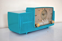 Load image into Gallery viewer, Seafoam Green Turquoise 1959 GE General Electric Model 914D AM Vacuum Tube Clock Radio Excellent Condition Rare Desirable Color!