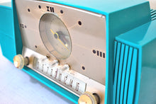 Load image into Gallery viewer, Seafoam Green Turquoise 1959 GE General Electric Model 914D AM Vacuum Tube Clock Radio Excellent Condition Rare Desirable Color!