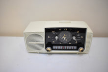 Load image into Gallery viewer, Alpine White 1959 GE General Electric Model 914D AM Vacuum Tube Clock Radio Popular Model!