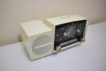 Load image into Gallery viewer, Alpine White 1959 GE General Electric Model 914D AM Vacuum Tube Clock Radio Popular Model!