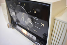 Load image into Gallery viewer, Alpine White 1959 GE General Electric Model 914D AM Vacuum Tube Clock Radio Popular Model!