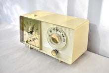Load image into Gallery viewer, Beige Ivory Vintage 1964 General Electric Model C-403B AM Vacuum Tube Clock Radio Sounds Great!