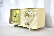 Load image into Gallery viewer, Beige Ivory Vintage 1964 General Electric Model C-403B AM Vacuum Tube Clock Radio Sounds Great!