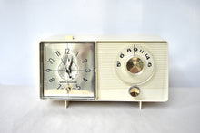 Load image into Gallery viewer, Beige Ivory Vintage 1964 General Electric Model C-403B AM Vacuum Tube Clock Radio Sounds Great!