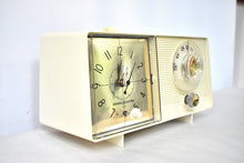 Load image into Gallery viewer, Beige Ivory Vintage 1964 General Electric Model C-403B AM Vacuum Tube Clock Radio Sounds Great!