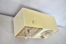 Load image into Gallery viewer, Beige Ivory Vintage 1964 General Electric Model C-403B AM Vacuum Tube Clock Radio Sounds Great!