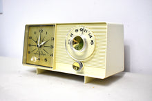 Load image into Gallery viewer, Beige Ivory Vintage 1964 General Electric Model C-403C AM Vacuum Tube Clock Radio Sounds Great!