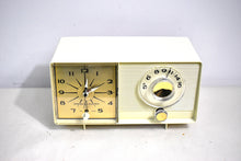 Load image into Gallery viewer, Beige Ivory Vintage 1964 General Electric Model C-403C AM Vacuum Tube Clock Radio Sounds Great!