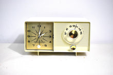 Load image into Gallery viewer, Beige Ivory Vintage 1964 General Electric Model C-403C AM Vacuum Tube Clock Radio Sounds Great!