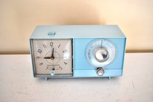 Load image into Gallery viewer, Bluetooth Ready To Go - Powder Blue Vintage 1964 General Electric Model C-403D AM Vacuum Tube Alarm Clock Radio Sounds Great!