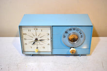 Load image into Gallery viewer, Bluetooth Ready To Go - Powder Blue Vintage 1964 General Electric Model C-403D AM Vacuum Tube Alarm Clock Radio Sounds Great!