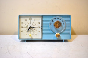 Bluetooth Ready To Go - Powder Blue Vintage 1964 General Electric Model C-403D AM Vacuum Tube Alarm Clock Radio Sounds Great!