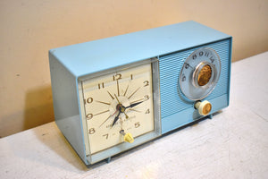 Bluetooth Ready To Go - Powder Blue Vintage 1964 General Electric Model C-403D AM Vacuum Tube Alarm Clock Radio Sounds Great!