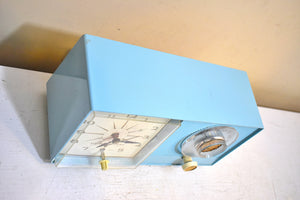 Bluetooth Ready To Go - Powder Blue Vintage 1964 General Electric Model C-403D AM Vacuum Tube Alarm Clock Radio Sounds Great!