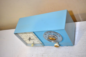 Bluetooth Ready To Go - Powder Blue Vintage 1964 General Electric Model C-403D AM Vacuum Tube Alarm Clock Radio Sounds Great!