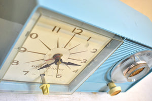 Bluetooth Ready To Go - Powder Blue Vintage 1964 General Electric Model C-403D AM Vacuum Tube Alarm Clock Radio Sounds Great!