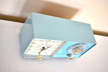 Load image into Gallery viewer, Powder Blue 1959 General Electric Model C-404B Vacuum Tube AM Clock Radio Excellent Condition! Sounds Great!