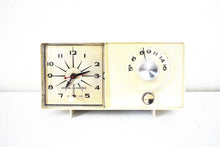 Load image into Gallery viewer, Beige Ivory 1964 General Electric Model C-404C Vacuum Tube AM Clock Radio Excellent Condition! Sounds Great!