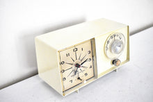 Load image into Gallery viewer, Beige Ivory 1964 General Electric Model C-404C Vacuum Tube AM Clock Radio Excellent Condition! Sounds Great!