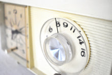 Load image into Gallery viewer, Beige Ivory 1964 General Electric Model C-404C Vacuum Tube AM Clock Radio Excellent Condition! Sounds Great!