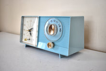 Load image into Gallery viewer, Powder Blue 1959 General Electric Model C-404B Vacuum Tube AM Clock Radio Excellent Condition! Sounds Great!