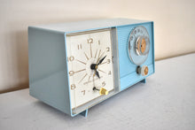 Load image into Gallery viewer, Powder Blue 1959 General Electric Model C-404B Vacuum Tube AM Clock Radio Excellent Condition! Sounds Great!