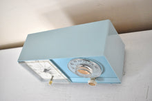 Load image into Gallery viewer, Powder Blue 1959 General Electric Model C-404B Vacuum Tube AM Clock Radio Excellent Condition! Sounds Great!