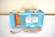 Load image into Gallery viewer, Powder Blue 1959 General Electric Model C-404B Vacuum Tube AM Clock Radio Excellent Condition! Sounds Great!