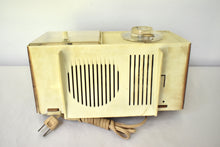 Load image into Gallery viewer, White and Simulated Walnut Grain Vintage 1964 General Electric Model C-413C AM Vacuum Tube Clock Radio Sounds Great! Excellent Condition!