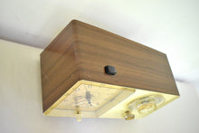 Load image into Gallery viewer, White and Simulated Walnut Grain Vintage 1964 General Electric Model C-413C AM Vacuum Tube Clock Radio Sounds Great! Excellent Condition!