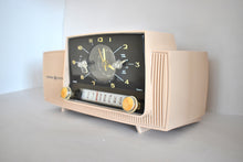 Load image into Gallery viewer, Duchess Pink Mid Century 1959 General Electric Model C-434B Vacuum Tube AM Clock Radio Beauty Sounds Fantastic Excellent Color!